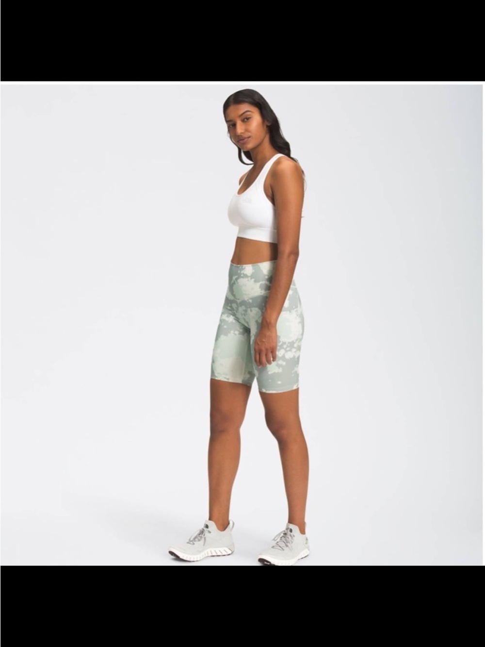 The North Face Women's Motivation Green Camouflage 9 inch Bike Shorts